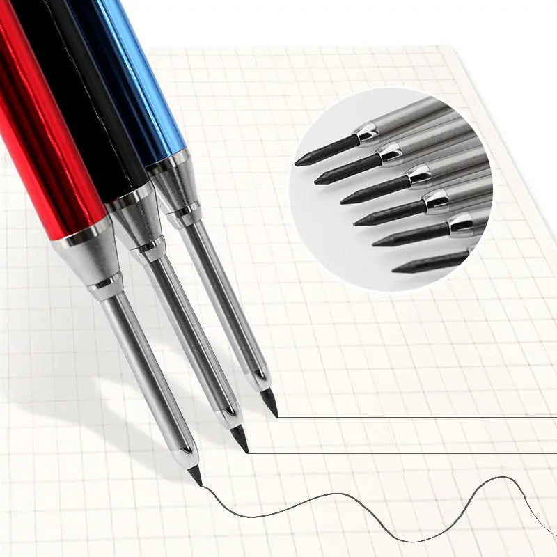 Aluminum 2.8 mm Woodworking, Construction and Drafting Pencil Set, Drawing Supplies, 2 Pens with 3 Lead Boxes, Break-Resistant and Durable, for Deep-Hole Marking, Office Stationery and Engineering Drawings, Ideal for Architects, Drill Users and Carpenters