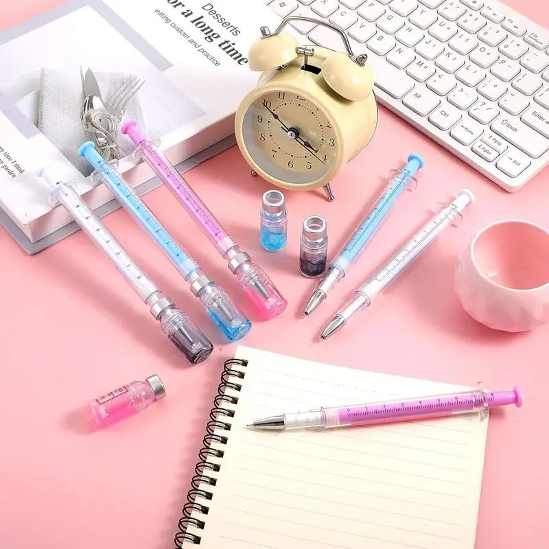 12 PCS Syringe Pen Bulk, 0.5mm Black Ink Needle Pens for Writing - 6.18in Syringe Pens for Nurses, Medical Theme Gel Pen, Nurse Creative Stationery, Office Party Favors, Rollerball Pen Set, Multi Purpose Cool Pens #GLOBAL PICKS