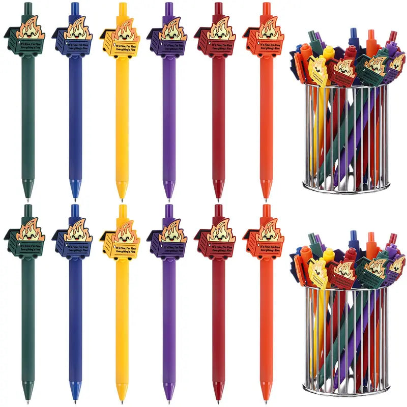 Gejoy 12/30 Halloween Luminous Dumpster Fire Pens Gifts Halloween Funny Ballpoint Pen for Student Teacher Classroom Reward Emotional Support Gifts for Healthcare Coworkers White Elephant Party Favors Office Supplies Employee Appreciation Gift