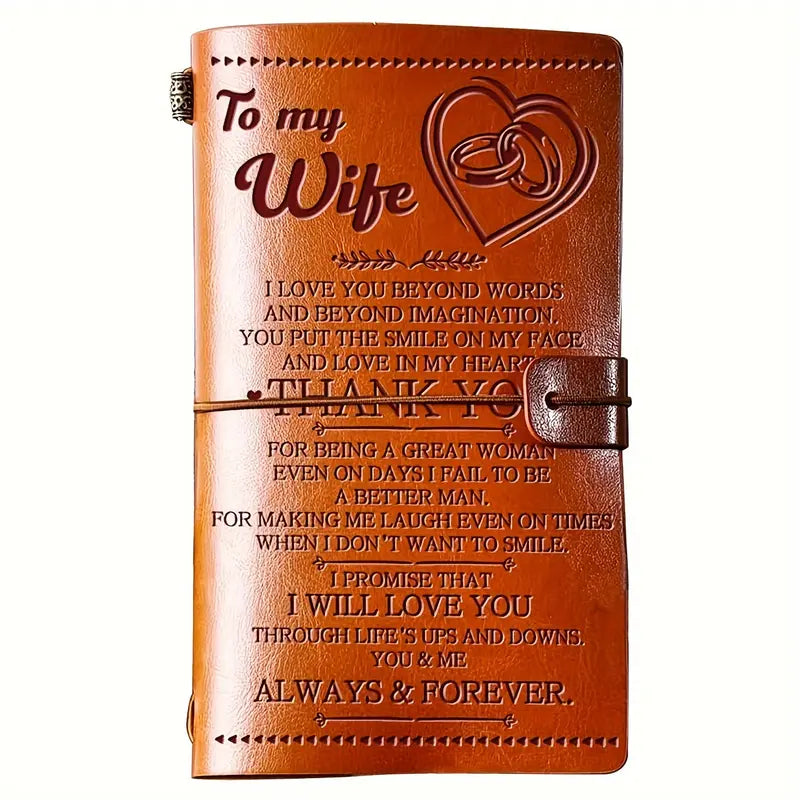 Faux Leather Hard Cover Journal Notebook - 1pc, 140 Pages, Refillable Blank, Easy Care, Office Stationery Supply, Anniversary Wedding Gift for Spouse, Blank Journal