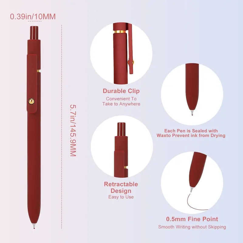 Ddaowanx 6Pcs 6-Color 0.5mm Fine Point Retractable Gel Pens, Fine Writing Office & School Stationery, Women Gift Set for Sketching, Teens' Stuffers, Kids