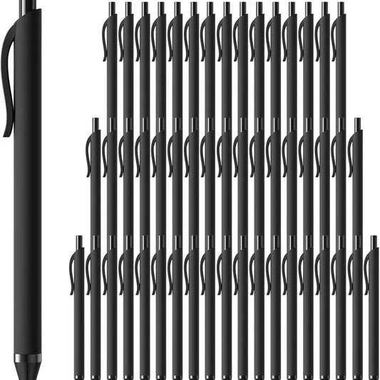 50 Pack Black Ink Pens - Bulk 1.0MM Medium Point Ballpoint Pens with German Ink for Smooth Writing No Bleed Retractable Design Ideal for Office & School
