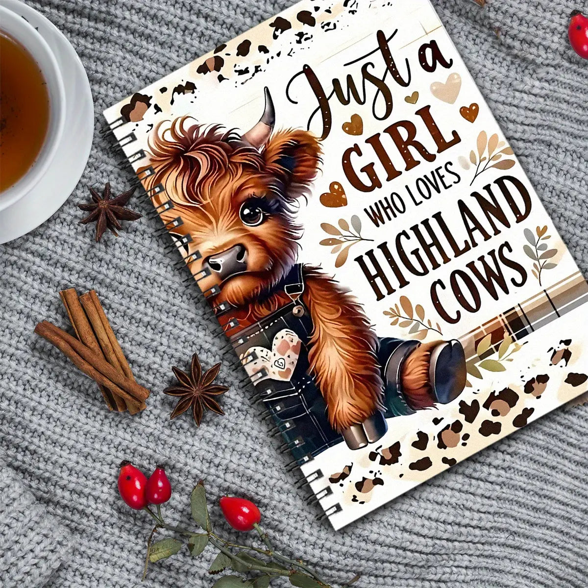 1pc Cute Highland Cow Themed Spiral Notebook: Humorous and Fun To Do List, Daily Planner, and Meeting Notes Perfect Gift for Doctors, Nurses, Parents, Colleagues, and Friends Dotted Notebook