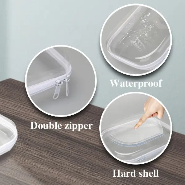 3-Pack Waterproof Hard Shell Zippered Rectangular Storage Cases, Durable Plastic Organizer Pouches for Office Accessories, Storage Organization (For Busy Parents, Home Use)
