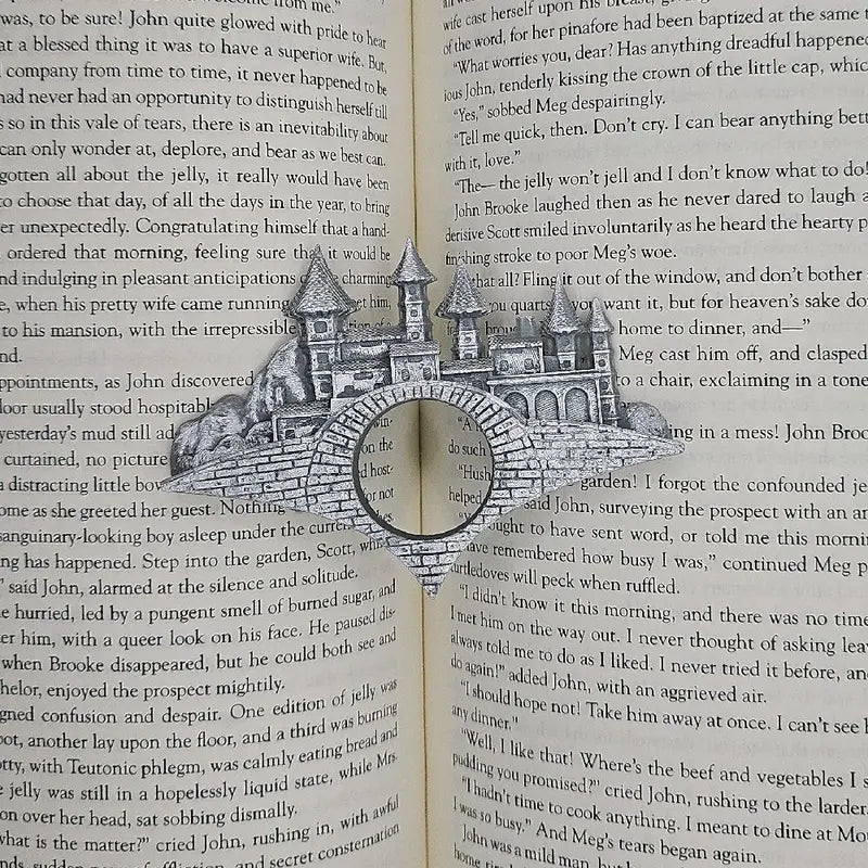Book Page Holders– Fantasy Reading Accessory for Book Lovers - Dragon Wing, Skull Butterfly, and Village