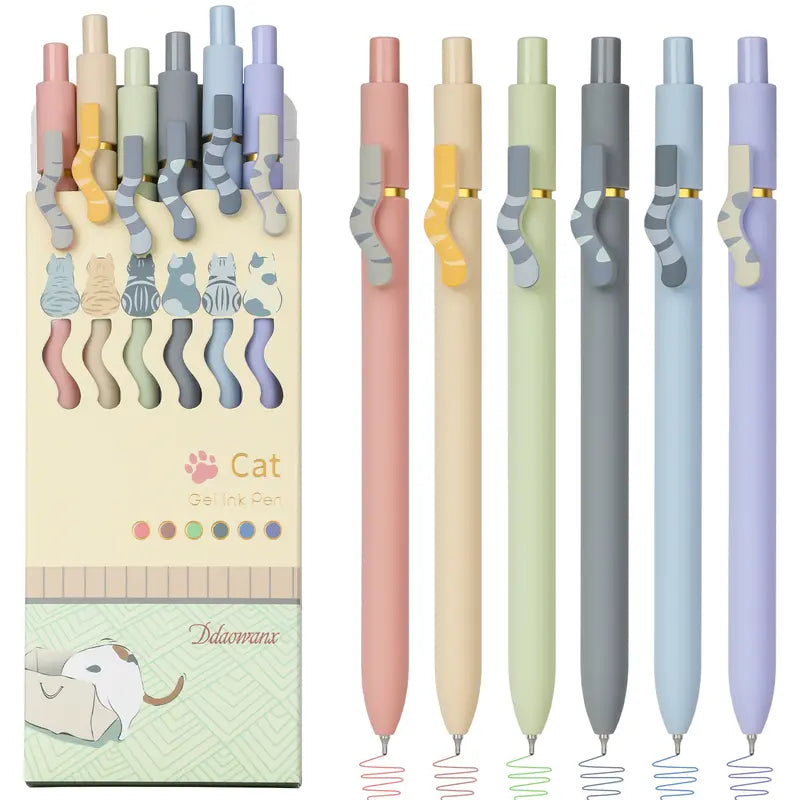Ddaowanx 6Pcs 6-Color 0.5mm Fine Point Retractable Gel Pens, Fine Writing Office & School Stationery, Women Gift Set for Sketching, Teens' Stuffers, Kids