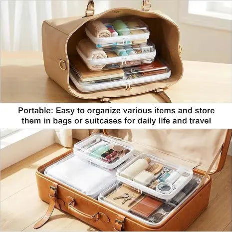 3-Pack Waterproof Hard Shell Zippered Rectangular Storage Cases, Durable Plastic Organizer Pouches for Office Accessories, Storage Organization (For Busy Parents, Home Use)