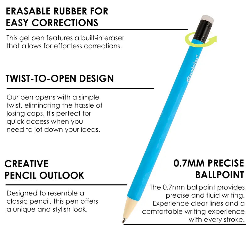 Grabie Erasable Gel Pen Set, Back to School, Medium Point Pens with Eraser for Everyday Use & Educational Purposes, for planner, students, teachers, nurses and artists, magical pen, Class Reward Gift Idea, School Supplies