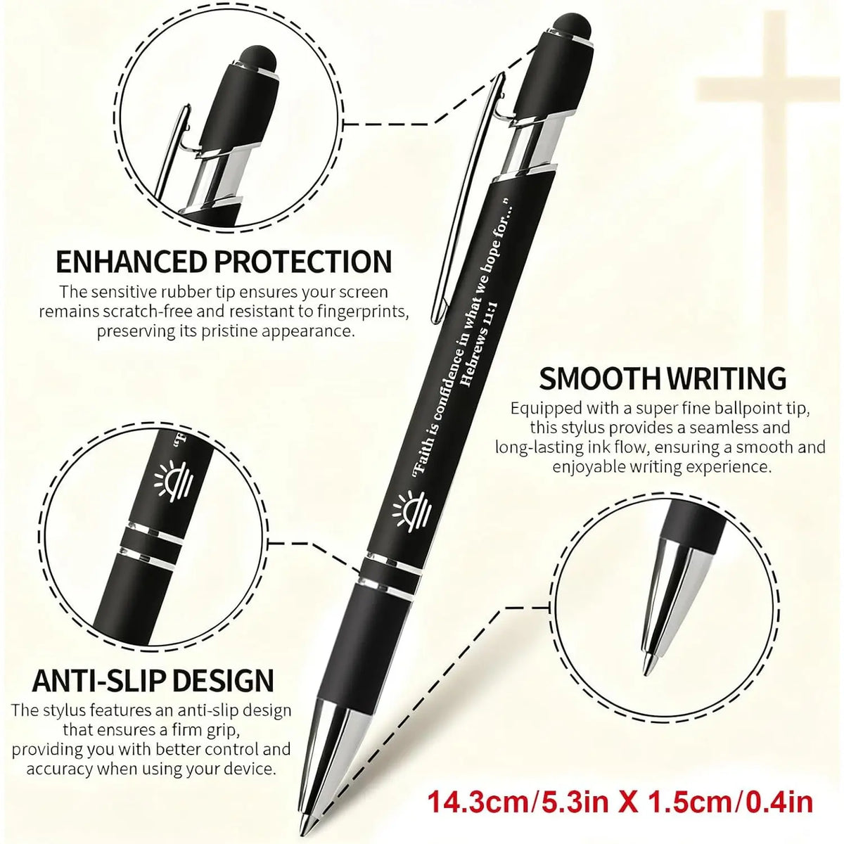 15 Pack Bible Verse Pens, Christian Inspirational Retractable Ballpoint Pens with Religious Scripture Quotes & Symbols, Smooth Writing Black Pens for Church, Gifts for Christians, Motivational Pen, Multicolor Writing Stationery