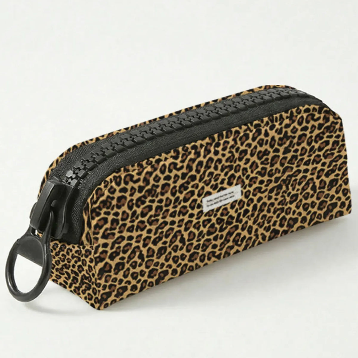 1 piece of leopard print pattern + 'Feel the warm' 2D printed large zipper pencil case, Pencil Holder, storage bag, spacious zipper makeup bag for school supplies and Art Supplies, durable polyester