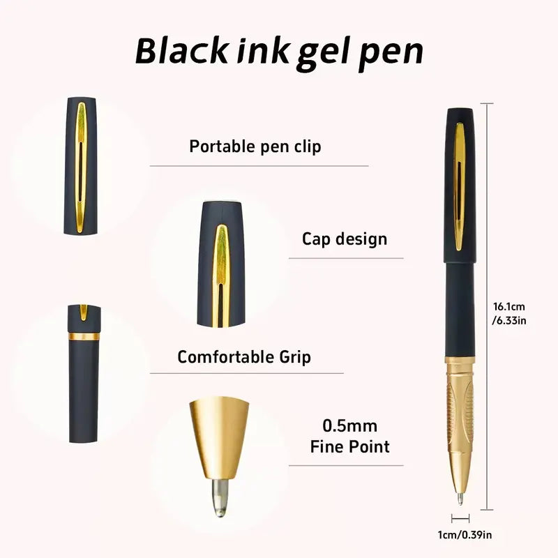0.5mm Black Gel pen for Business Signature,School accessories,Business office,School student,Stationery supplies,office Supplies,Gift for Students& Adults Style Accents Functional Suitable Design