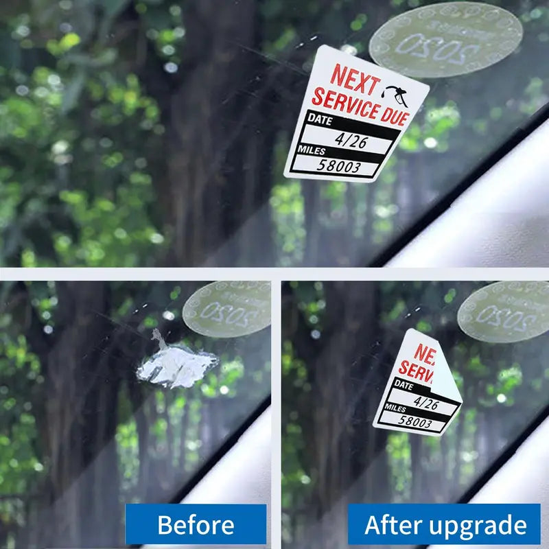 Oil Change Service Reminder Stickers (100 Count/Roll Roll Pack) - 2 x 2 Inch Black Self-Adhesive Office Stationery Labels for Auto Maintenance Windshield Glass, Low-Tack Adhesion, Easy-Peel, Write-On Friendly, Easy Removal