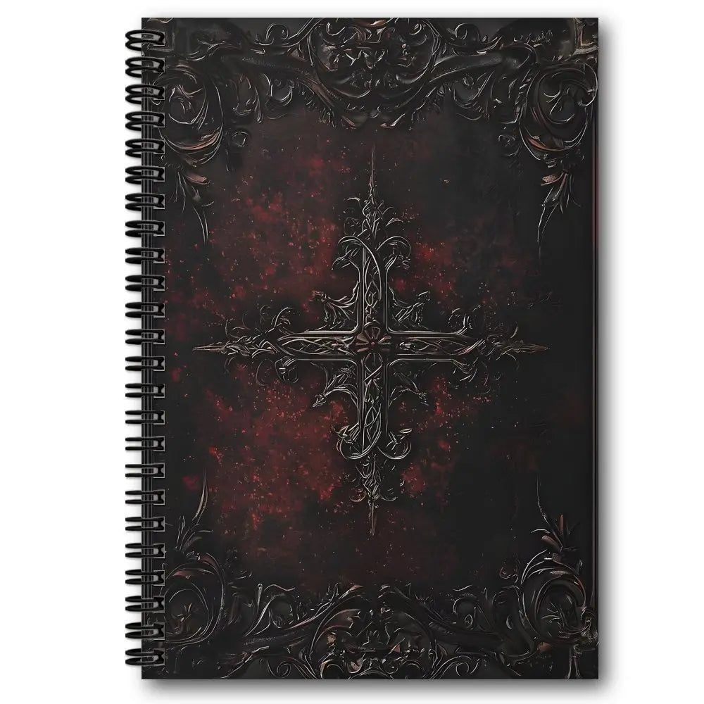 1pc Gothic Halloween Spiral Bound Notebook, Devotional Notebook, Journals for writing, 50 pages, 5.5x8.3 inches, dark fantasy cover design, suitable for writing, journaling, Bible study, unique gift for birthdays, Christmas, ideal for stationery lovers