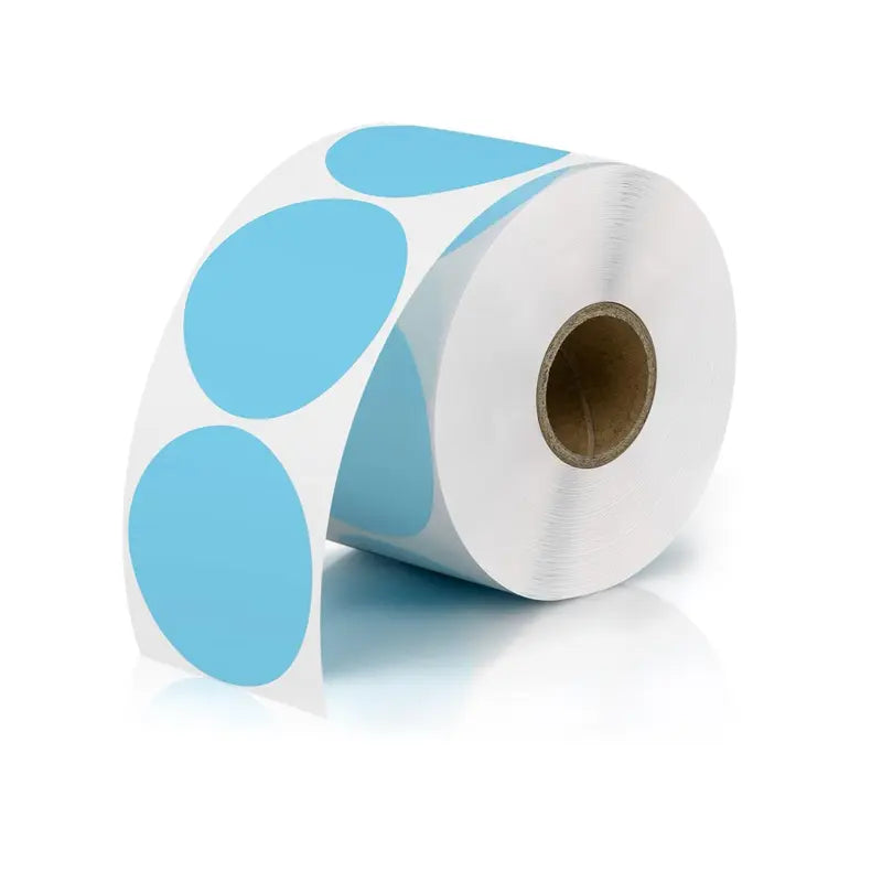JADENS 2" Diameter Perforated Round Circle Sticker Label - 1 Roll Blue, Self-Adhesive, Waterproof, BPA & BPS Free, Logo Support, 750 Labels, Thermal Printer Compatible for Small Business DIY Use