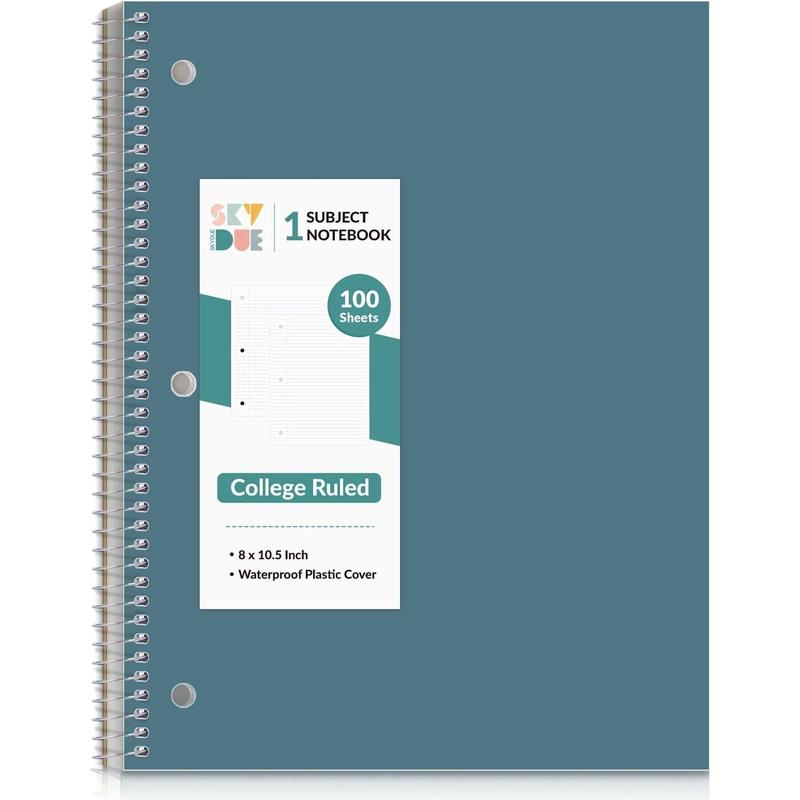 8"x10.5" Spiral Notebook - College Ruled 100 Sheets, 1 Subject Notebook for School & Office, 3-Hole Punched Paper, Floral Design