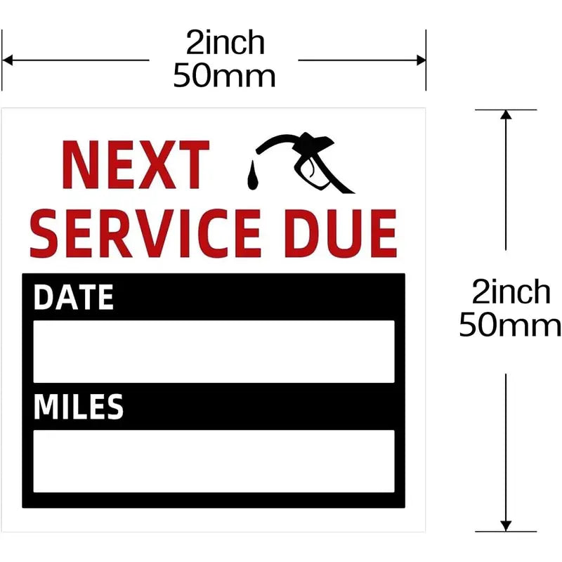 Oil Change Service Reminder Stickers (100 Count/Roll Roll Pack) - 2 x 2 Inch Black Self-Adhesive Office Stationery Labels for Auto Maintenance Windshield Glass, Low-Tack Adhesion, Easy-Peel, Write-On Friendly, Easy Removal