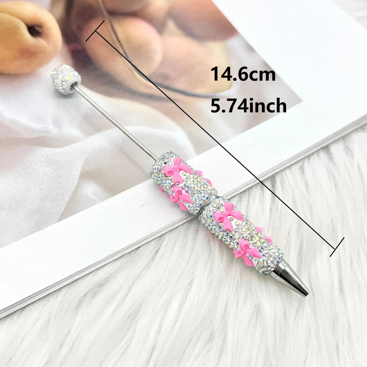 8-Pack DIY Bow Diamond Beaded Pens, Ink Creative Holiday Stationery, Fashion Writing Office Supplies, Elegant Valentine's Gift, Glitter Gel Pens