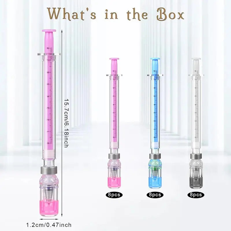 12 PCS Syringe Pen Bulk, 0.5mm Black Ink Needle Pens for Writing - 6.18in Syringe Pens for Nurses, Medical Theme Gel Pen, Nurse Creative Stationery, Office Party Favors, Rollerball Pen Set, Multi Purpose Cool Pens #GLOBAL PICKS