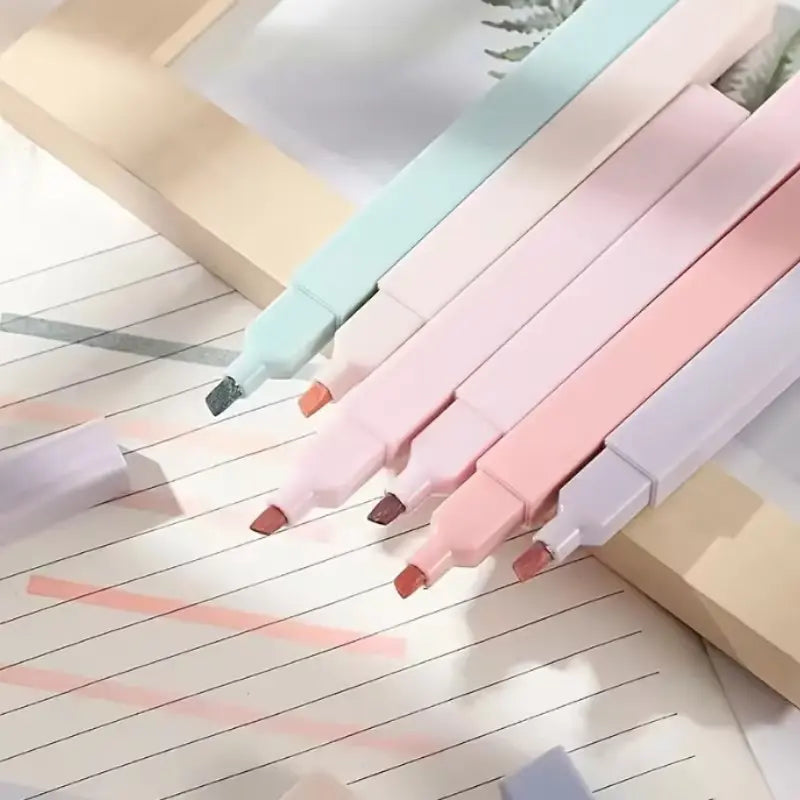 12/24pcs Pastel Morandi Square Highlighter Markers Aesthetic Chisel Tip No Bleed & No Smear Versatile Use Aesthetic Design for Highlighting Journaling School Classroom Office Stationery Supplies