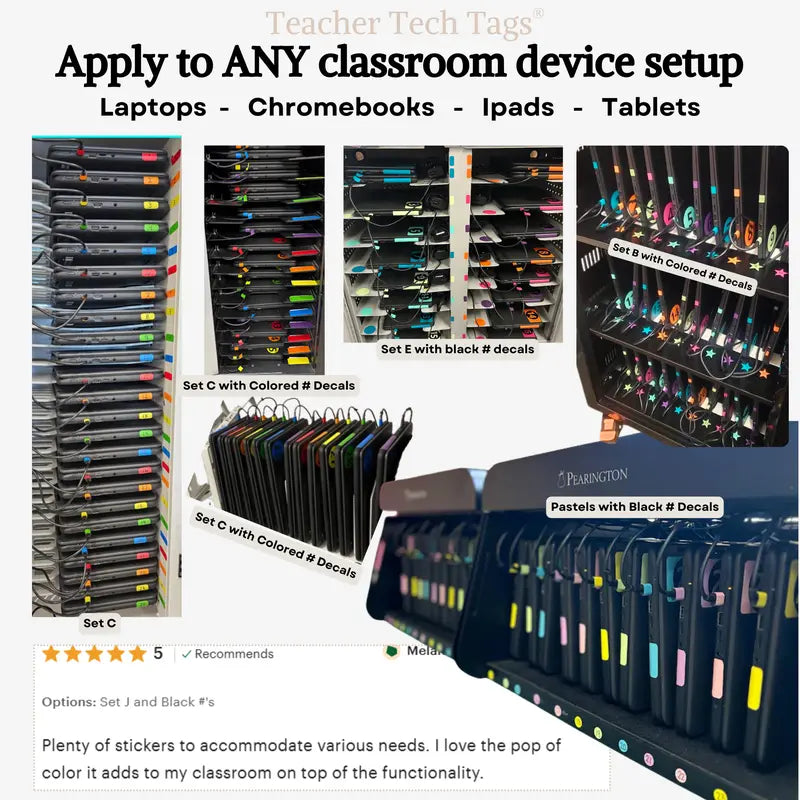Color Coded Chromebook Laptop Labels for Classroom Organization