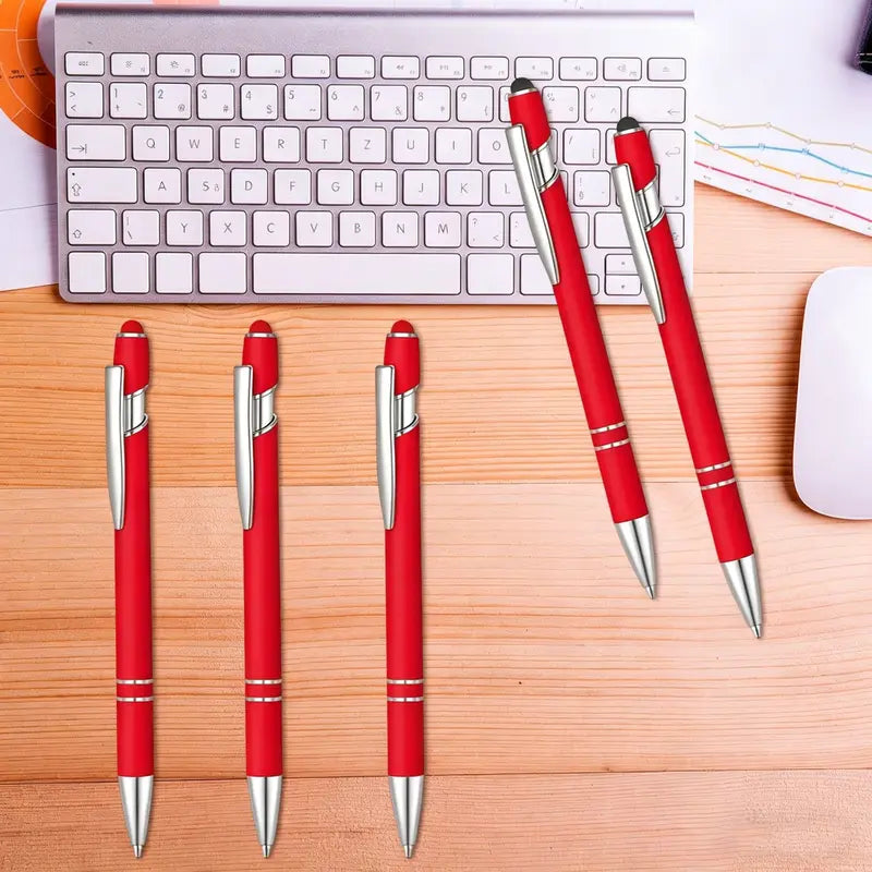 24/12 Pcs Ballpoint Pen Set with Stylus Tip 1.0 mm Metal Pens for Touch Screens 2 in 1 Black Ink Pens Ideal for Office Family Friends Christmas Party Gifts Hand Tools Kits Summervibes