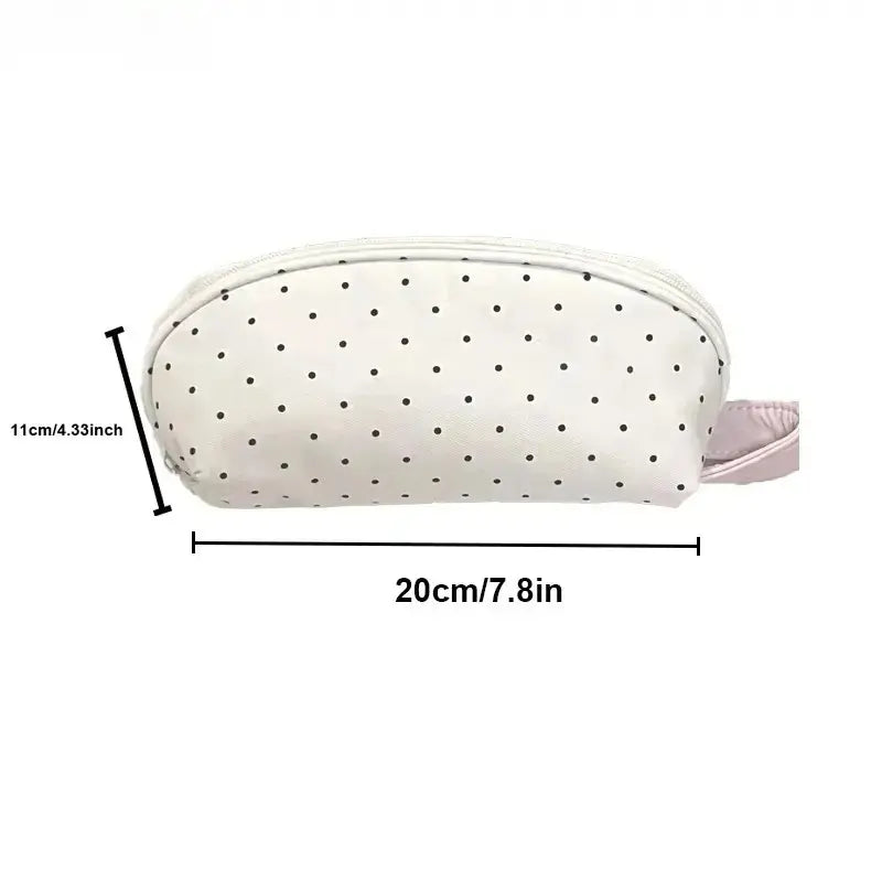 Polka Dot Shell Shape Zippered Pouch - Large-Capacity Multi-Layer Back to School Essential, Cute School Supplies, Portable Girls' Cosmetic Organizer, Teens’ Gift Pick for Holiday Birthdays