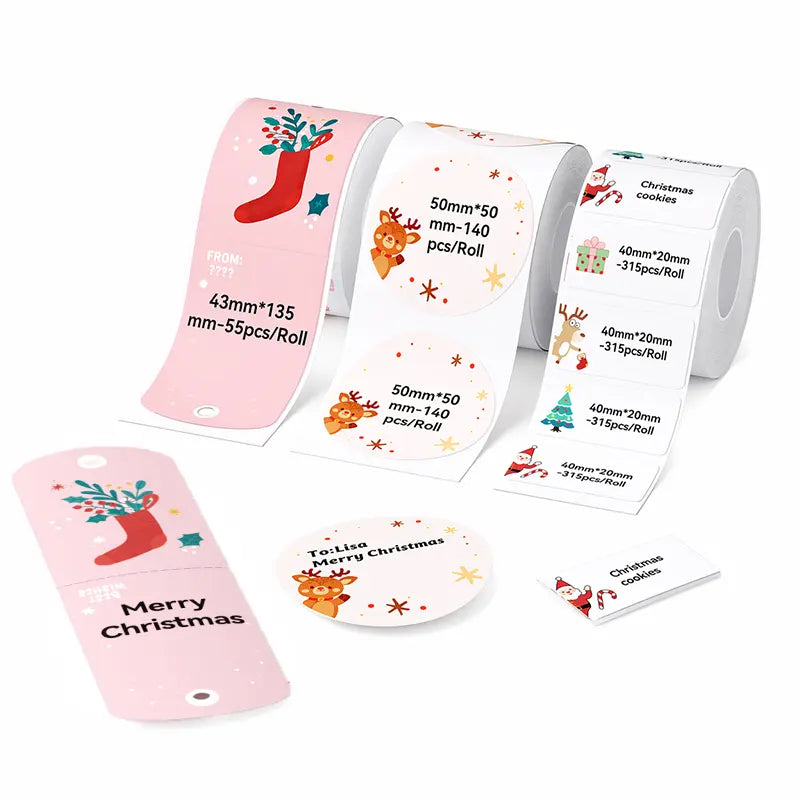 NIIMBOT 3-Roll Direct Thermal Stickers for B-Series Thermal Label Printers, Self-Adhesive Wrap Decal Stickers, Waterproof for School, Home, Office, Compatible with Barcodes/QR Codes/Logos, High-Quality
