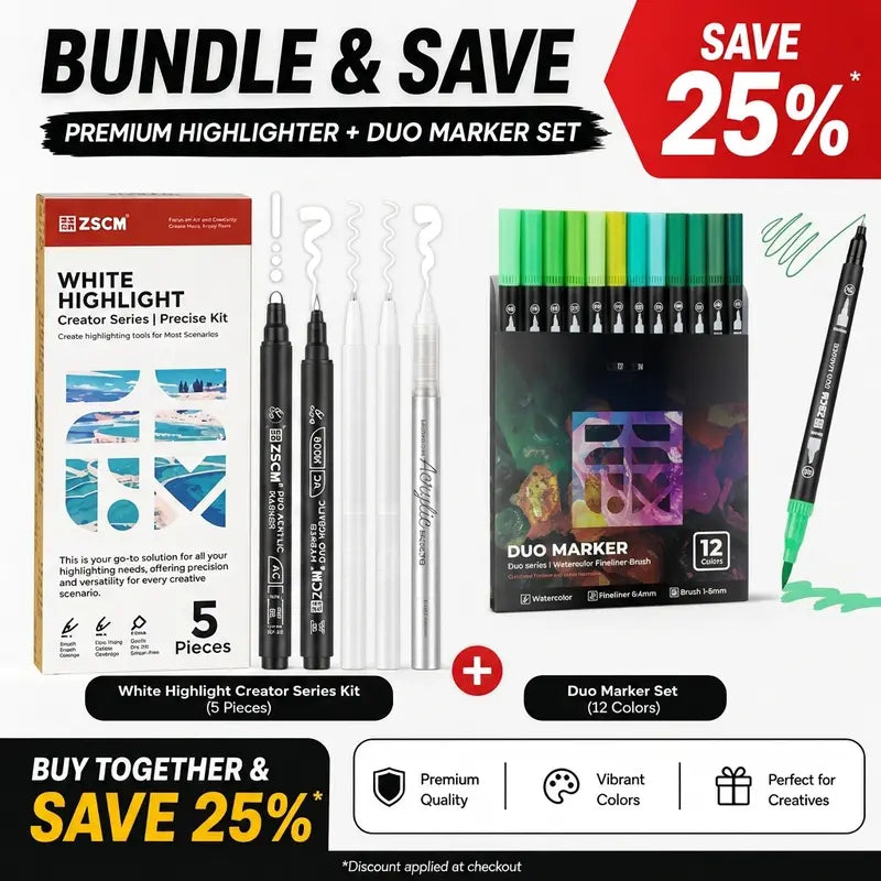 ZSCM Acrylic Markers Set - White, Gold, Black Fine Tip Opaque Ink Archival High Precision Gel Pens, Craft Supplies for Adults, Back to School Haul for College High School Office Art Projects