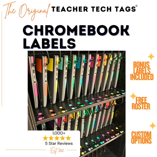 Color Coded Chromebook Laptop Labels for Classroom Organization