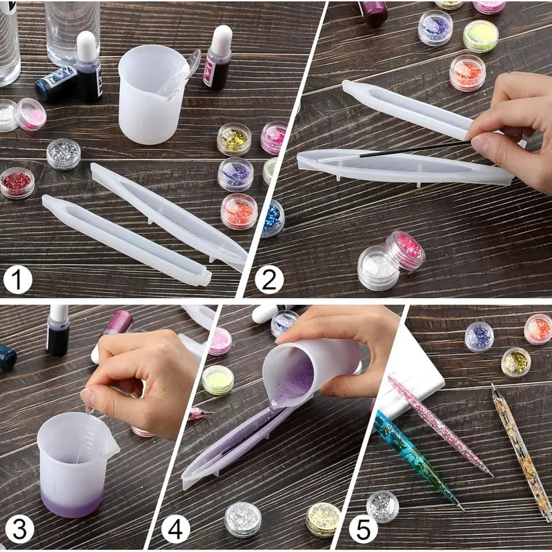 84 piece ballpoint pen DIY mold set, including 9 pieces of pen resin molds and 75 pieces of ink refills, used for DIY resin crafts, is an exquisite gift for family and friends