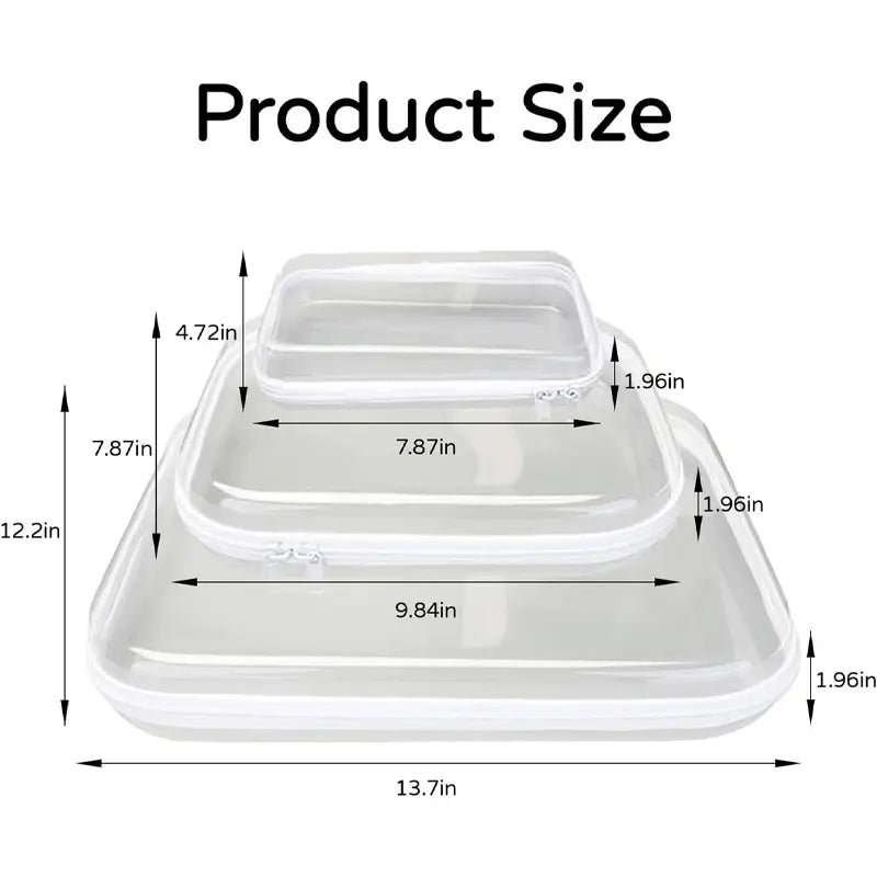 6 Pack Clear Hard Shell Zipper Case (2 Small, 2 Medium, 2 Large), See-Through Hard Plastic Organizer Pouches with Zipper for Travel, Toiletries, Makeup, Electronics & Pencils - Crush-Resistant Storage