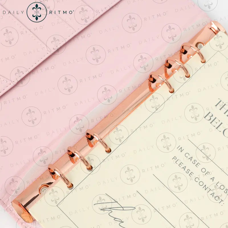 DAILY RITMO A5 Checkered PU Leather Cover 6-Ring Binder - 160-Page 26lb 7"x9" Daily To-Do List Notepad, Easy Care Work Organizer, Planner Accessories, Office Stationery Binder