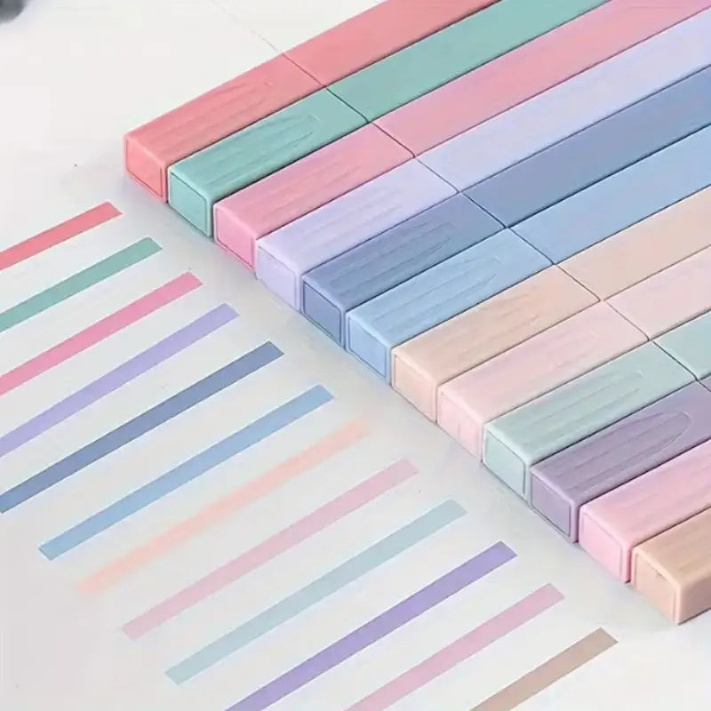12/24pcs Pastel Morandi Square Highlighter Markers Aesthetic Chisel Tip No Bleed & No Smear Versatile Use Aesthetic Design for Highlighting Journaling School Classroom Office Stationery Supplies