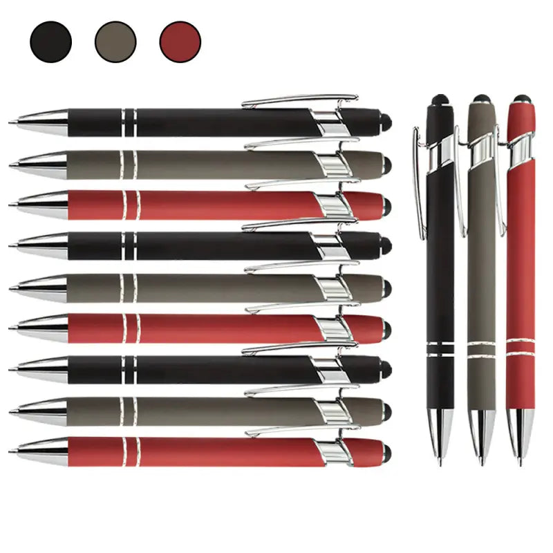 12pcs Metal Ballpoint Pens with Capacitive Touch Technology, Smooth Writing Ergonomic Grip Black Ink Pens, Durable Office Writing Tool Pen Set for Students Office Business Use