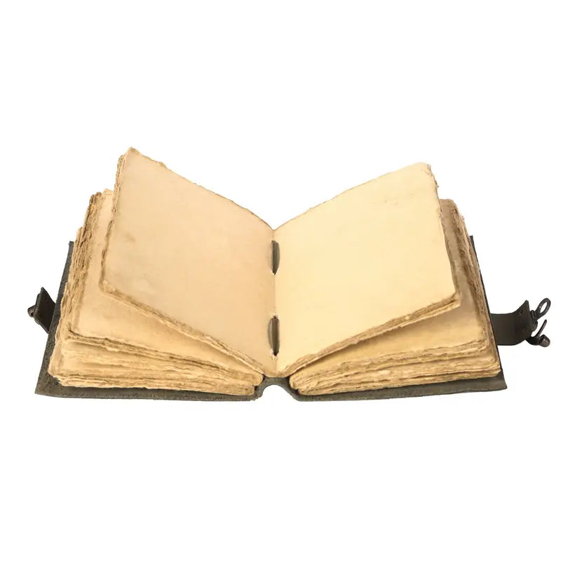 Handcrafted Dark Green Vintage Leather Journal with Lock – 200 Pages Deckle Edge Paper