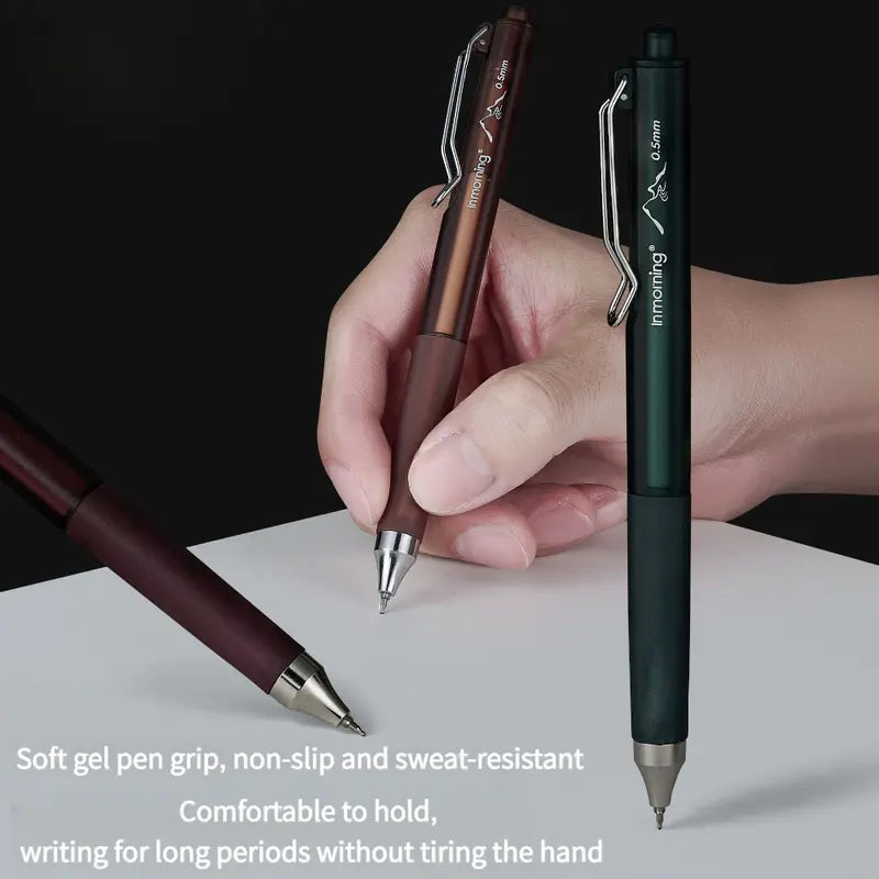 3 Dark Tones Low Center Gravity Retractable Gel Pens - Soft Sleeves, Callus-Preventing Soft Grip, Smooth Smudge-Proof Quick-Dry Ink, Large Capacity Office Stationery Writing Tool, College Student Pen for Office Use