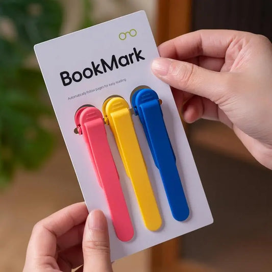 3Pcs Silicone Automatic Clip-On Book Markers Set - Cute Unique, Soft, Smart with Non-Slip Grip, Easy Page Tracking, Sets for Women, Office Stationery Reading Accessories Gifts, Cute Unique Book Markers