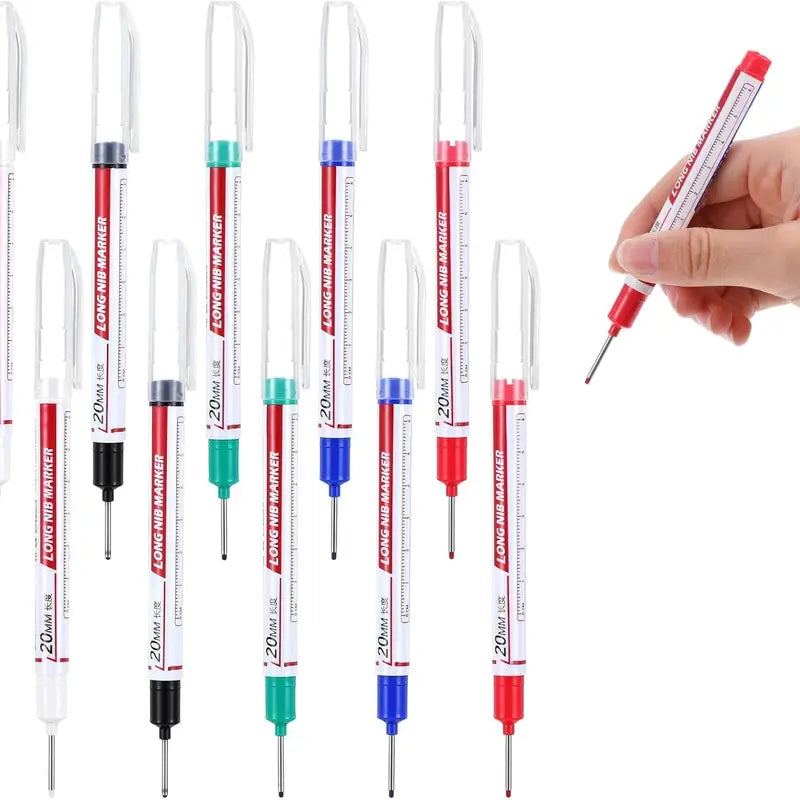 20mm Elongated Tip Deep Hole Permanent Markers - Durable and Solid PP Plastic Build, Smudge-Proof Waterproof Quick-Dry Ink, Metal Surfaces Compatible, Ruler-Friendly Office Stationery (4/5/10/20-Pack Optional for Automobile Manufacturing, DIY Projects)