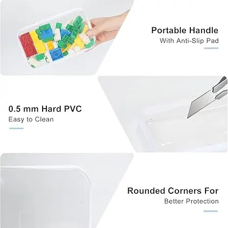 3-Pack Compact Hard PVC Resists Wear Waterproof Hard Shell Double Zipper Pouch - Rounded Edges Safer, Stationery Kitchen Utensil Storage Organizer, Desk Clutter Tamed, Easy to Pack for Trips and Commutes