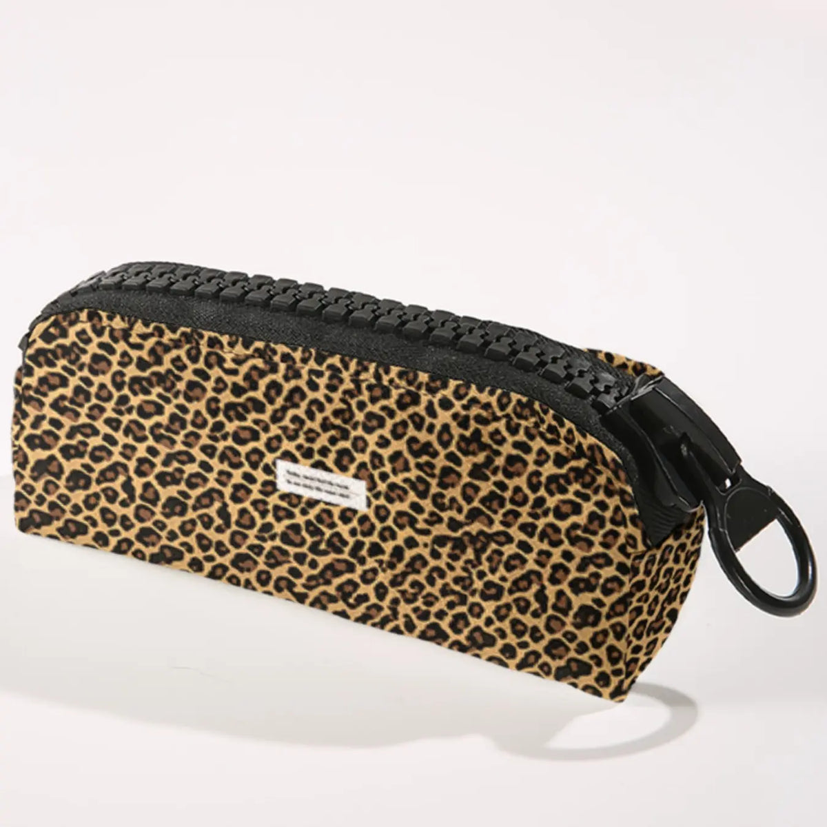 1 piece of leopard print pattern + 'Feel the warm' 2D printed large zipper pencil case, Pencil Holder, storage bag, spacious zipper makeup bag for school supplies and Art Supplies, durable polyester