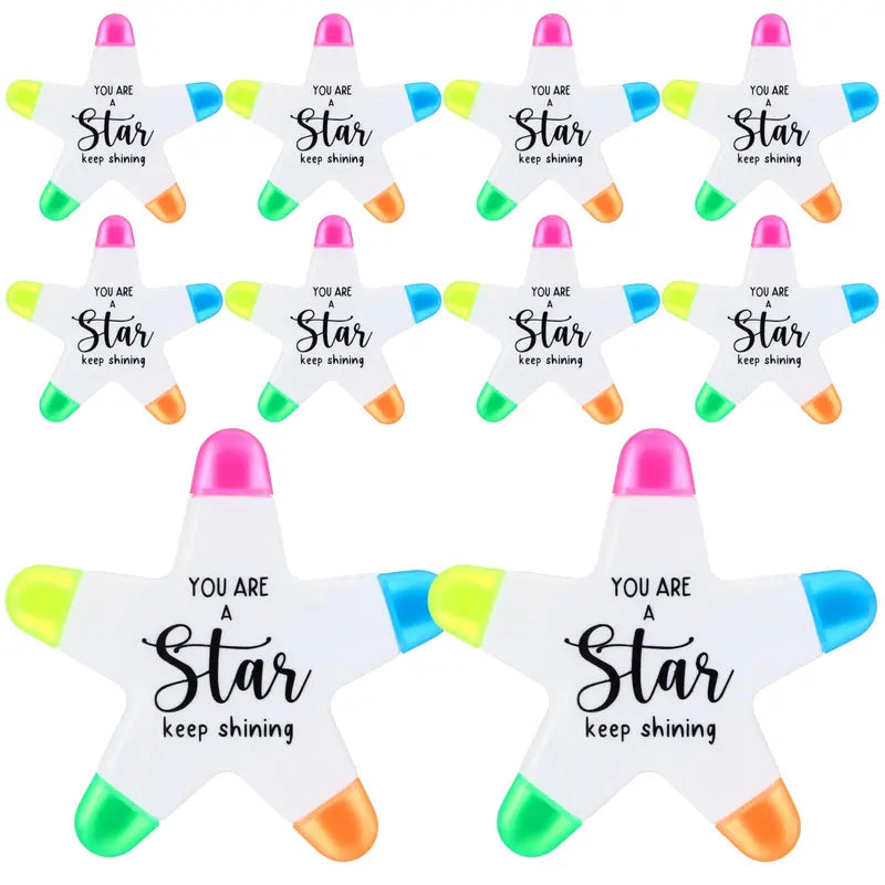 10/20/30 Sets 5-in-1 Vibrant Fluorescent Ink Writing Motivational Star Highlighters with "You're a Star" - First Day of School Gifts for Students, Classroom Rewards, Birthday Party Favors