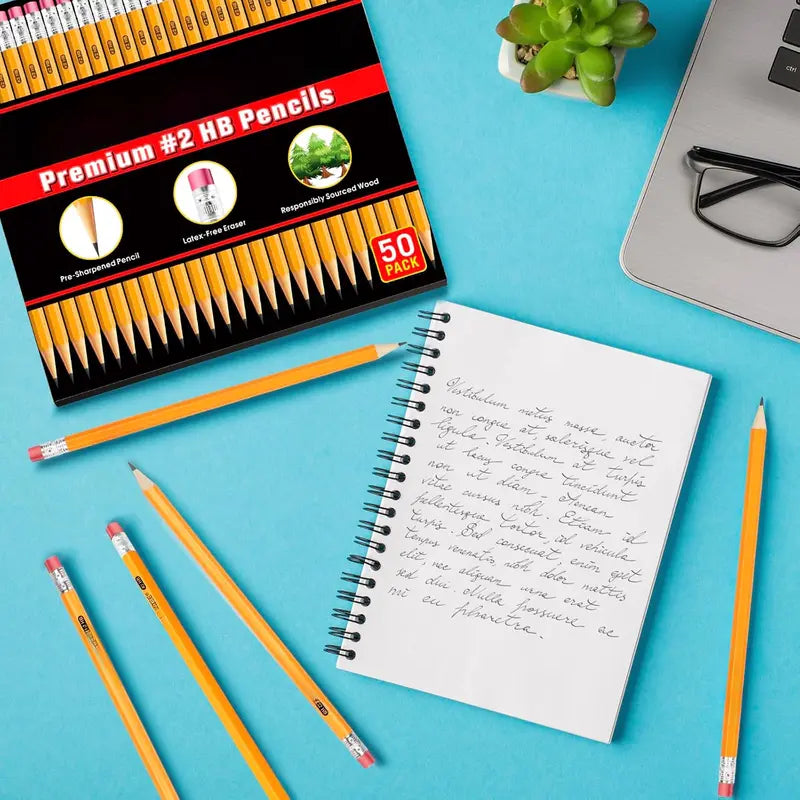 -Cased #2 HB Pencils Bulk, Pre-sharpened with Eraser top, Yellow Pencils for Writhing Drawing, Office, School, Teacher and Classroom Supplies