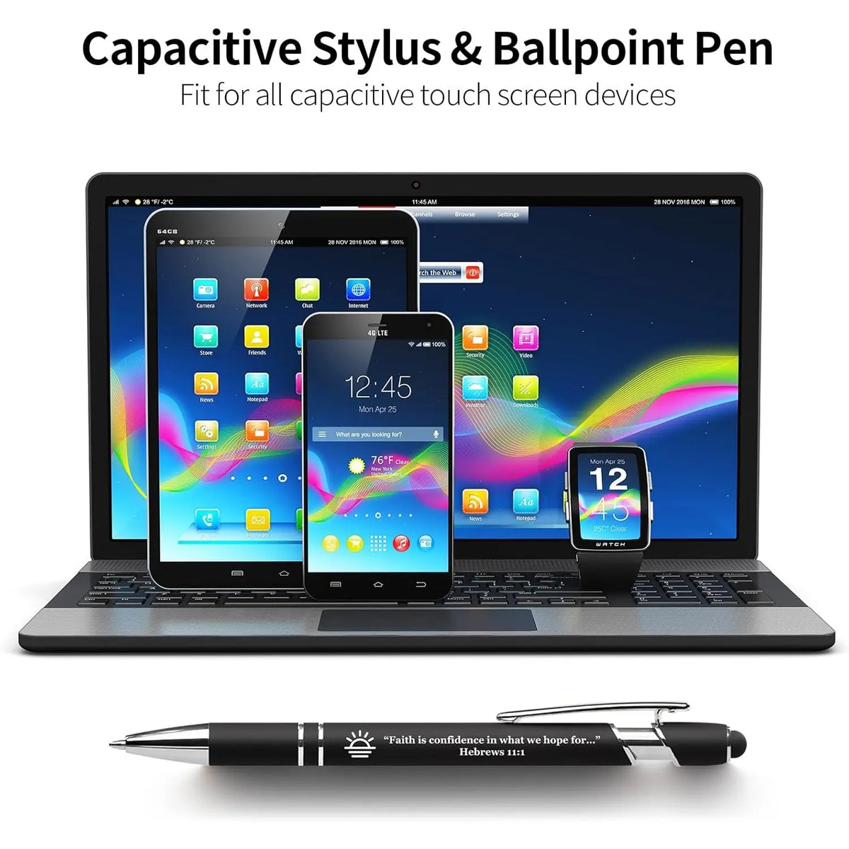 15 Pack Bible Verse Pens, Christian Inspirational Retractable Ballpoint Pens with Religious Scripture Quotes & Symbols, Smooth Writing Black Pens for Church, Gifts for Christians, Motivational Pen, Multicolor Writing Stationery