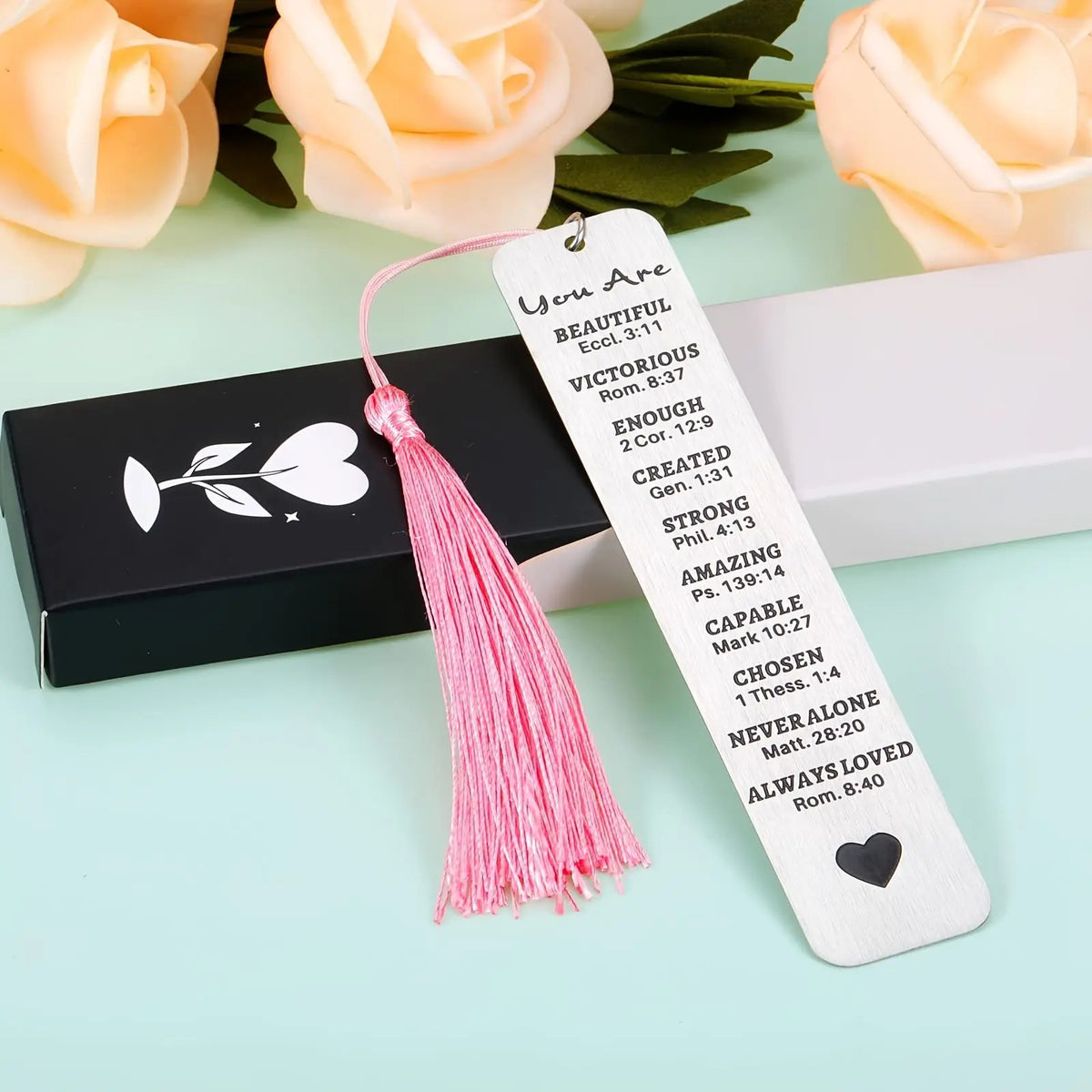Stainless Steel Bookmark with Tassel, 1 Count Inspirational Christian Bookmark, Gift for Book Lovers, Book Accessories, and Birthdays, Bookmark Tassels