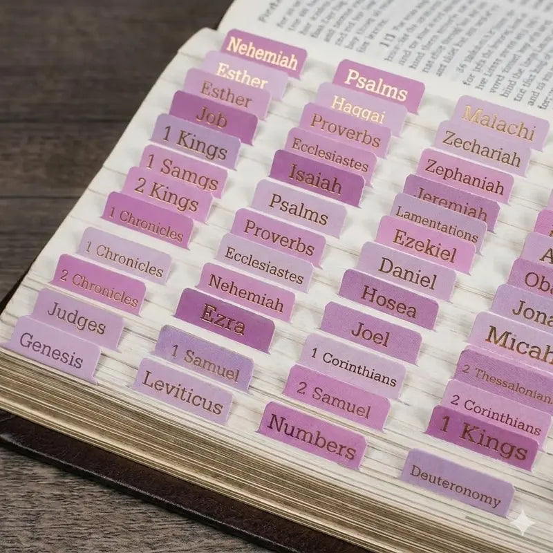 Women's Pink Catholic Bible Index Tabs - Gold Foil Embossed Text, Large Print, Laminated, High Readability, Practical Addition for Organizing Your Bible, Devotionals, Study Sessions, All Seasons