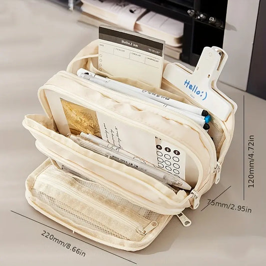 1Pc Large Canvas Pencil Case - Spacious Portable Storage Bag for Writing Pens, ideal gift for school, office supplies, students, professionals, men and women, College Essentials